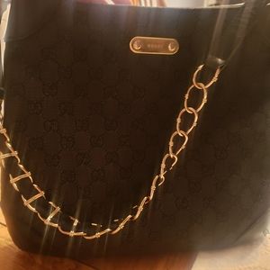 GUCCI GG Black Denim Monogram Capri Chain Shoulder Bag